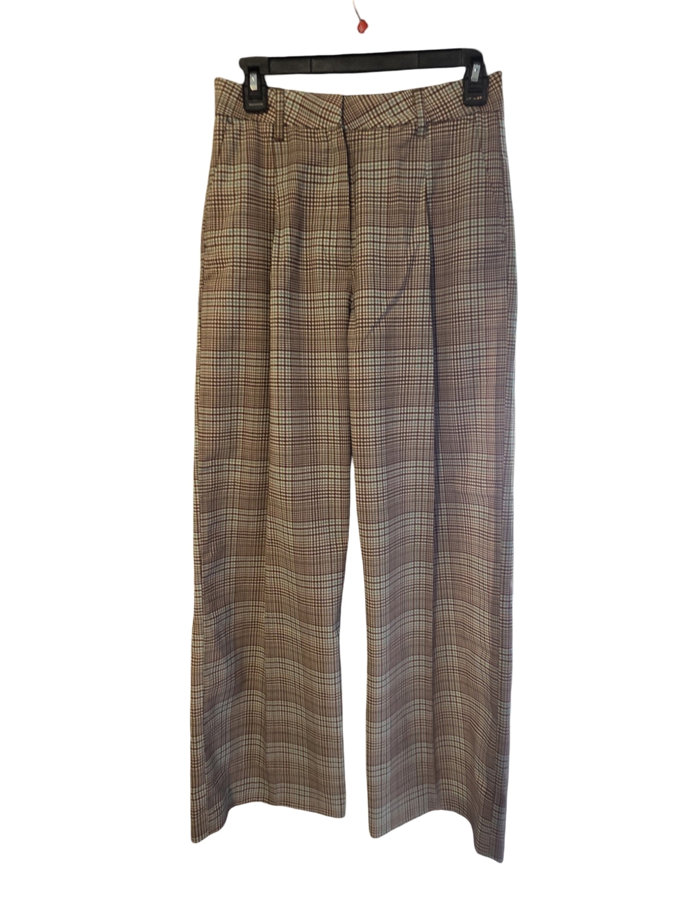 Scotch & Soda Women's Wide Leg Plaid Pants - Brown & Tan